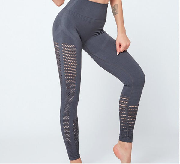 Seamless Solid Yoga Suit Women Gym Clothes Short Sleeve Crop Top Hollow Out Leggings Sport Tracksuit Fitness Workout Outdoor Set | Vimost Shop.