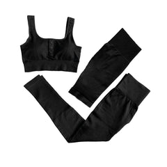 Sportswear Yoga 3PCS Set Women GYM Clothing Solid Sleeveless Tank Top +Shorts+Pants Suit Casual Workout Active Push Up Tracksuit | Vimost Shop.