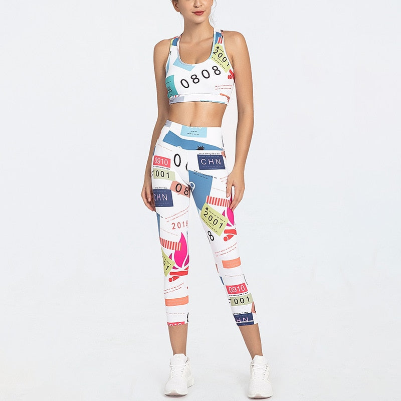 Seamless Yoga Set Gym Sports Tracksuit Print Push Up Training Running Yoga Suit Casual Tank Crop Top Leggings For Women Clothing | Vimost Shop.
