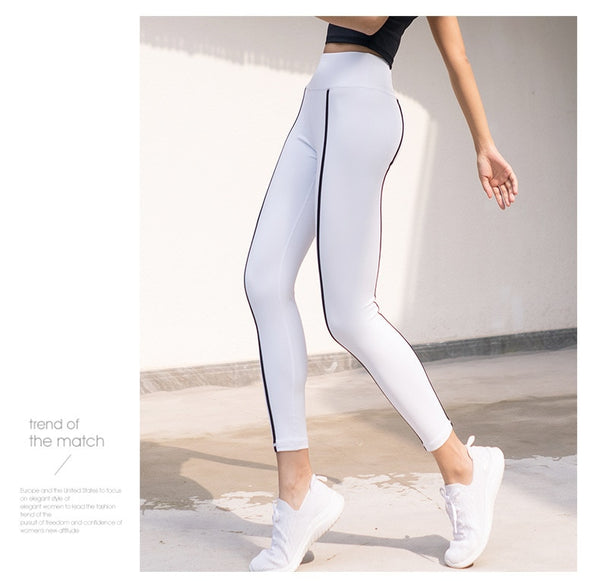 Autumn Striped Yoga Leggings For Women Hip Lifting Slim Shaping Sports Pants Casual Gym Fitness Workout Running Training Trouser | Vimost Shop.