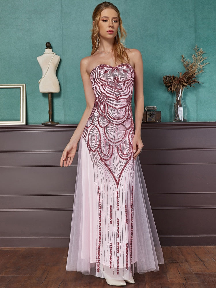 Vintage Sequin 1920S Prom Dresses Art Deco Tulle Formal Gown | Vimost Shop.