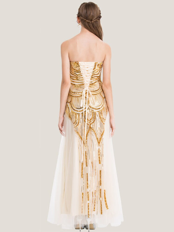 Vintage Sequin 1920S Prom Dresses Art Deco Tulle Formal Gown | Vimost Shop.