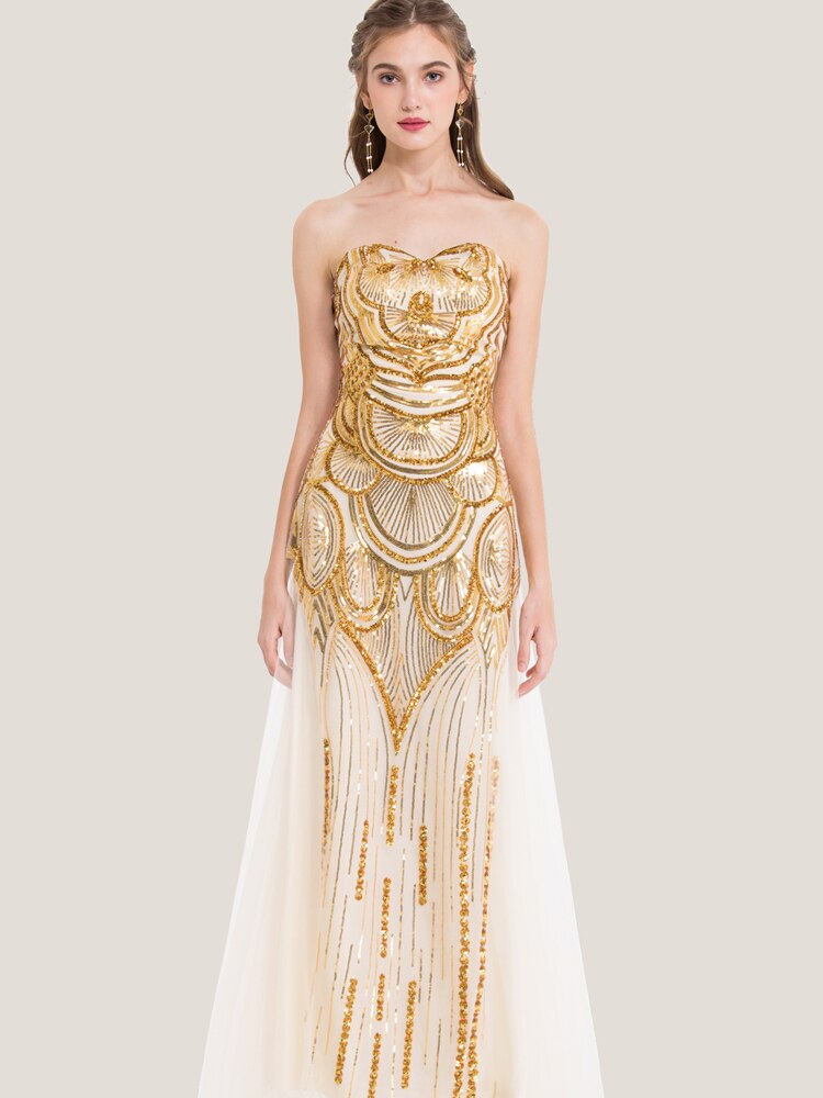 Vintage Sequin 1920S Prom Dresses Art Deco Tulle Formal Gown | Vimost Shop.