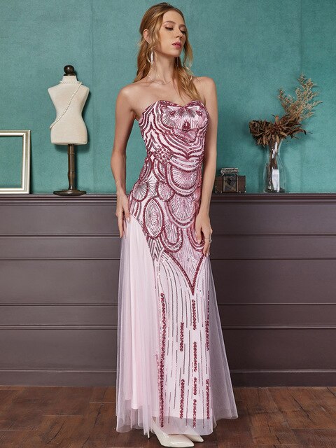 Vintage Sequin 1920S Prom Dresses Art Deco Tulle Formal Gown | Vimost Shop.
