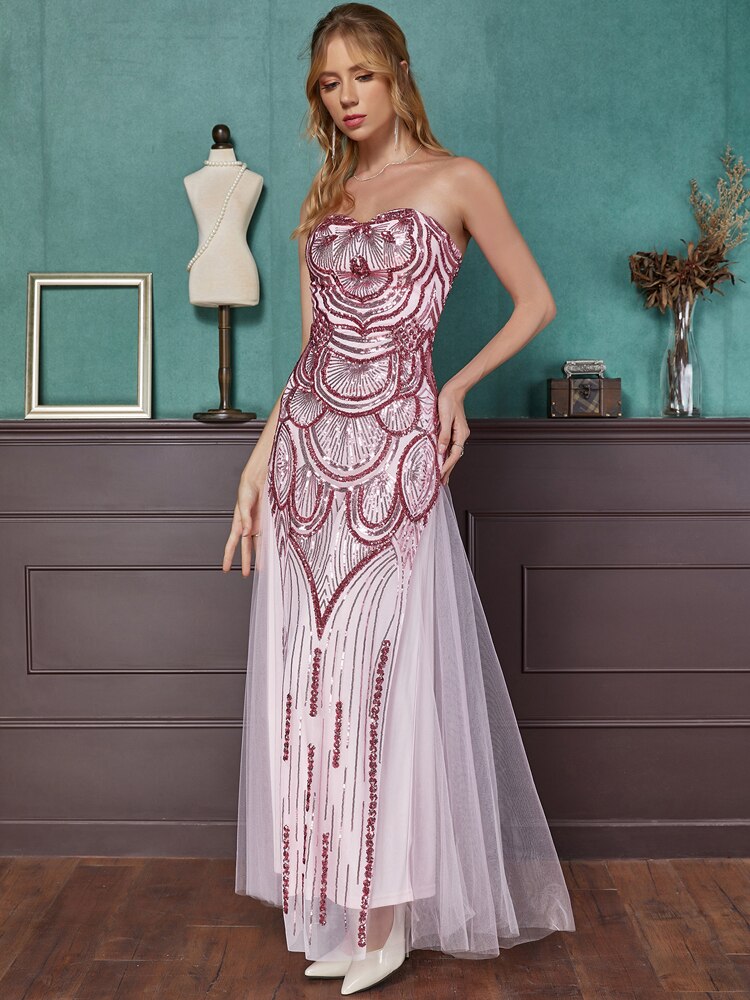 Vintage Sequin 1920S Prom Dresses Art Deco Tulle Formal Gown | Vimost Shop.