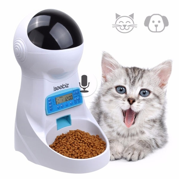 Iseebiz 3L Automatic Pet Feeder With Voice Record Pets Food Bowl For Medium Small Dog Cat LCD Screen Dispensers 4 Times One Day | Vimost Shop.