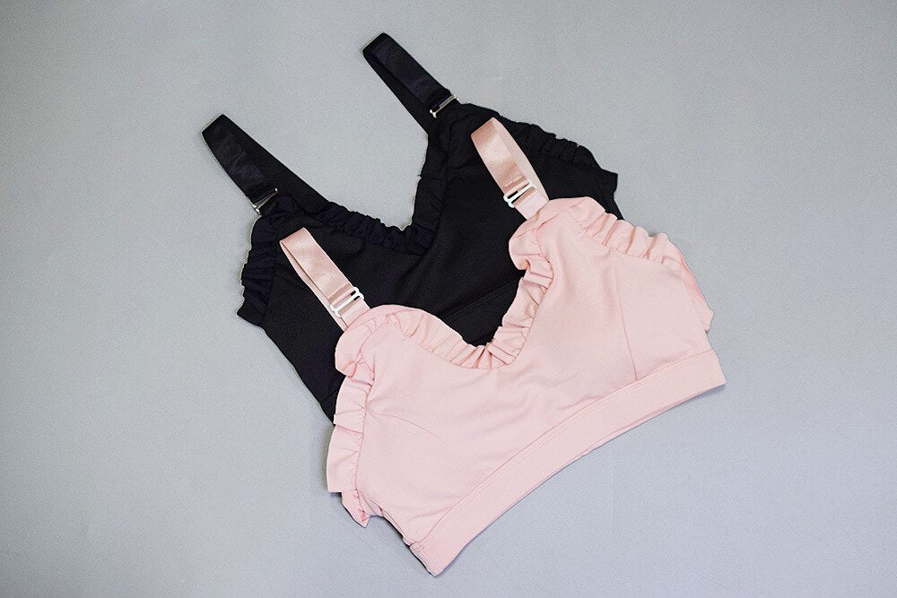 Solid Yoga Bra Top With Lacework Sports Gym Fitness Workout Push Up Crop Top Sweet Sporty Tank Shockproof Quick Dry Tees | Vimost Shop.