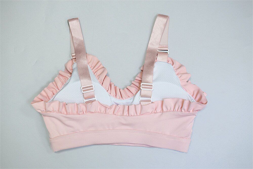 Solid Yoga Bra Top With Lacework Sports Gym Fitness Workout Push Up Crop Top Sweet Sporty Tank Shockproof Quick Dry Tees | Vimost Shop.