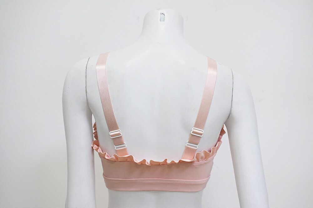 Solid Yoga Bra Top With Lacework Sports Gym Fitness Workout Push Up Crop Top Sweet Sporty Tank Shockproof Quick Dry Tees | Vimost Shop.