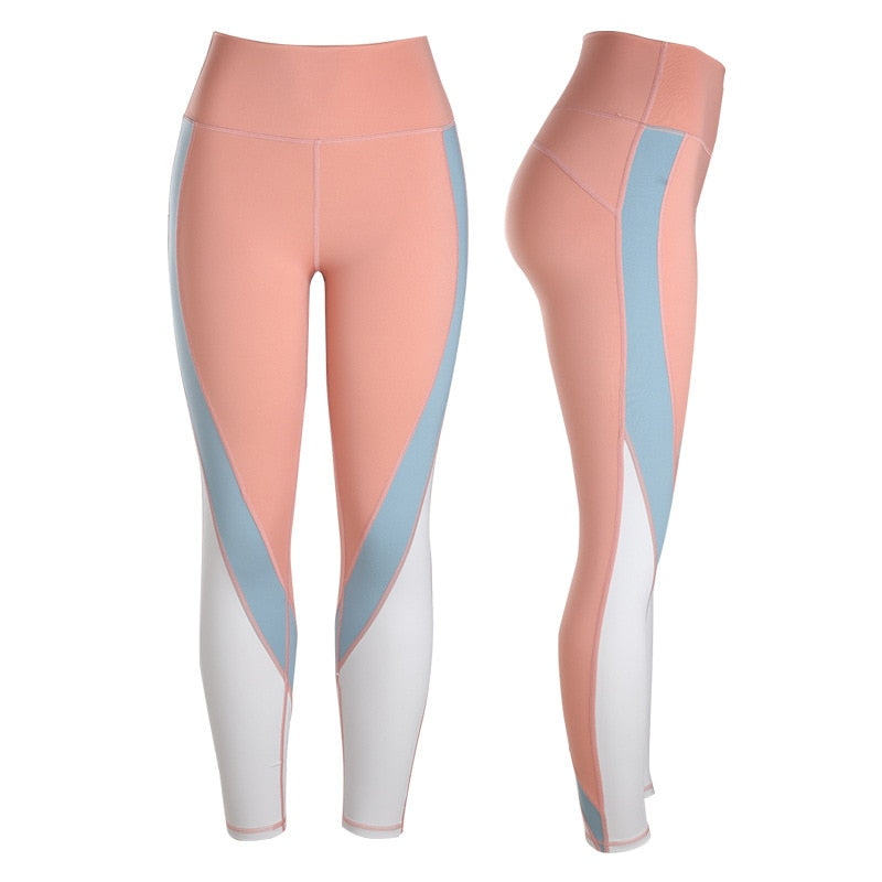Patchwork Seamless Yoga Pants Fashion High Elastics Hips Lifting Leggings Workout Push Up Running Sports Pants Women Clothing | Vimost Shop.