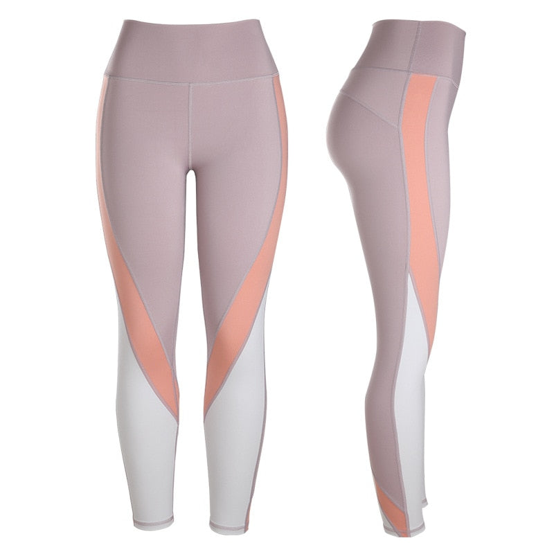 Patchwork Seamless Yoga Pants Fashion High Elastics Hips Lifting Leggings Workout Push Up Running Sports Pants Women Clothing | Vimost Shop.