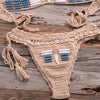 Sexy Bikini Crochet shell Set Halter Lace Up Bra Top Thong Swimsuit Beach Lady Knitted Biquini Swimming Bohemian Bathing Suit | Vimost Shop.