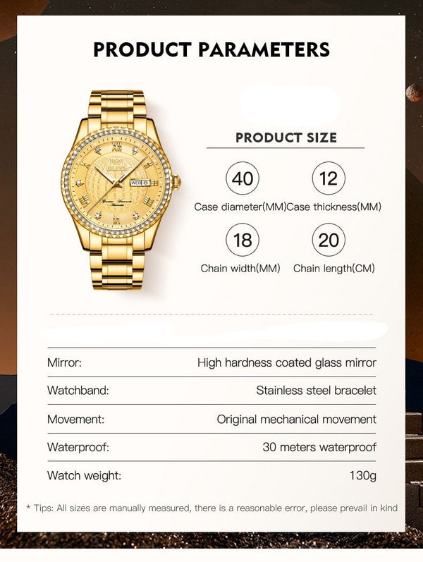 Men Mechanical Watch Gold OLEVS Luxury Automatic Watch diamond Sport Stainless Steel Waterproof Watch Men relogio masculino | Vimost Shop.