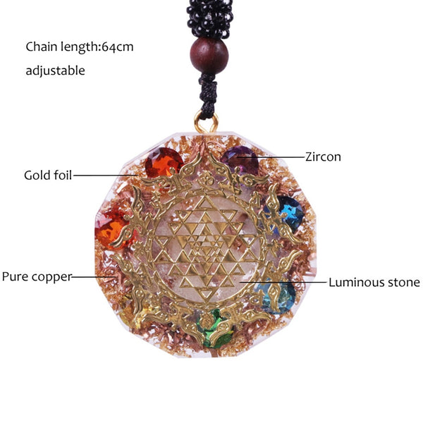 Luminous Orgonite Pendant Sri Yantra Necklace Chakra Healing Energy Necklace Meditation Jewelry Emf Protection Chakra Healing | Vimost Shop.