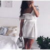 Ruched Hollow Out Short Ladies Dress Asymmetrical One Shoulder Butterfly Sleeve White boho Hot  deep v-neck Dresses | Vimost Shop.