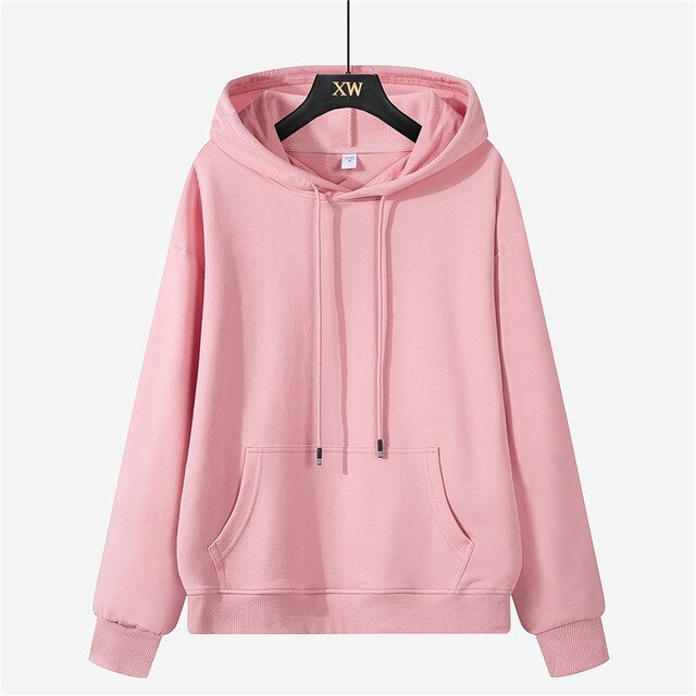 Autumn winter fleece oversize hoodies solid color jackets toppies womens tracksuits hooded sweatshirts | Vimost Shop.