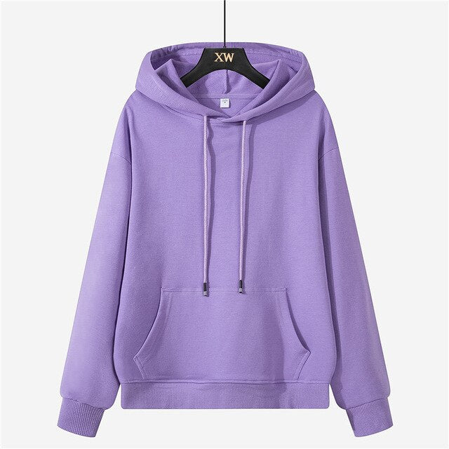 Autumn winter fleece oversize hoodies solid color jackets toppies womens tracksuits hooded sweatshirts | Vimost Shop.