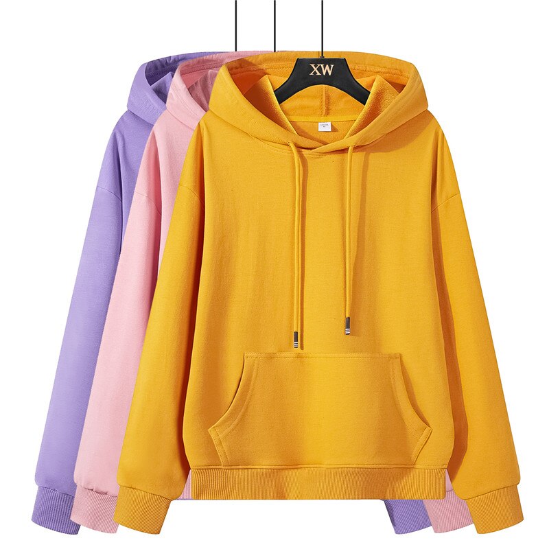 Autumn winter fleece oversize hoodies solid color jackets toppies womens tracksuits hooded sweatshirts | Vimost Shop.