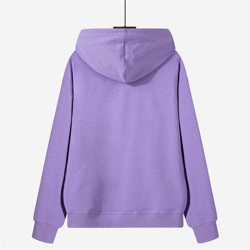 Autumn winter fleece oversize hoodies solid color jackets toppies womens tracksuits hooded sweatshirts | Vimost Shop.