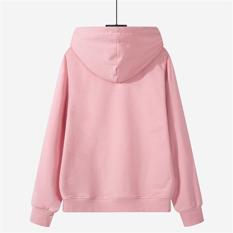 Autumn winter fleece oversize hoodies solid color jackets toppies womens tracksuits hooded sweatshirts | Vimost Shop.