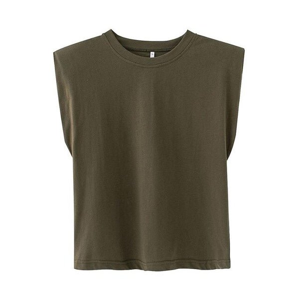 Shoulder pads Sleeveless tank 95% cotton pullover basic style Casual Femme T- shirts  New Summer Women Tops | Vimost Shop.