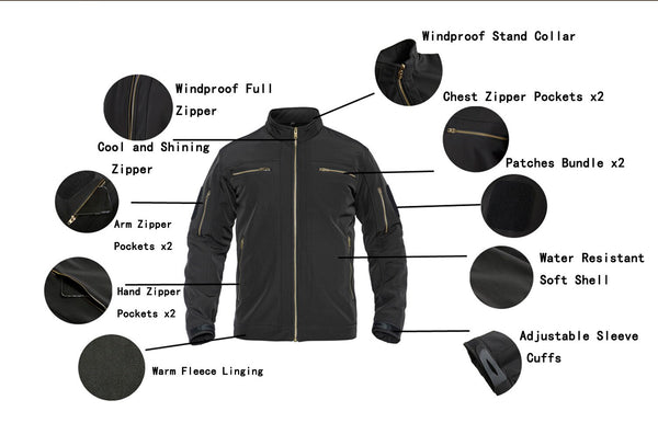 Stand up Collar Military Fleece Jackets Men's Tactical Soft shell Jackets Airsoft Coat Hunting Windbreaker Outwear Male | Vimost Shop.