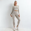 Autumn Seamless Yoga Set Women Gym Clothes Solid Long Sleeve Crop Top Leggings Tracksuit Workout Push Up Sports Fitness 2 Piece | Vimost Shop.