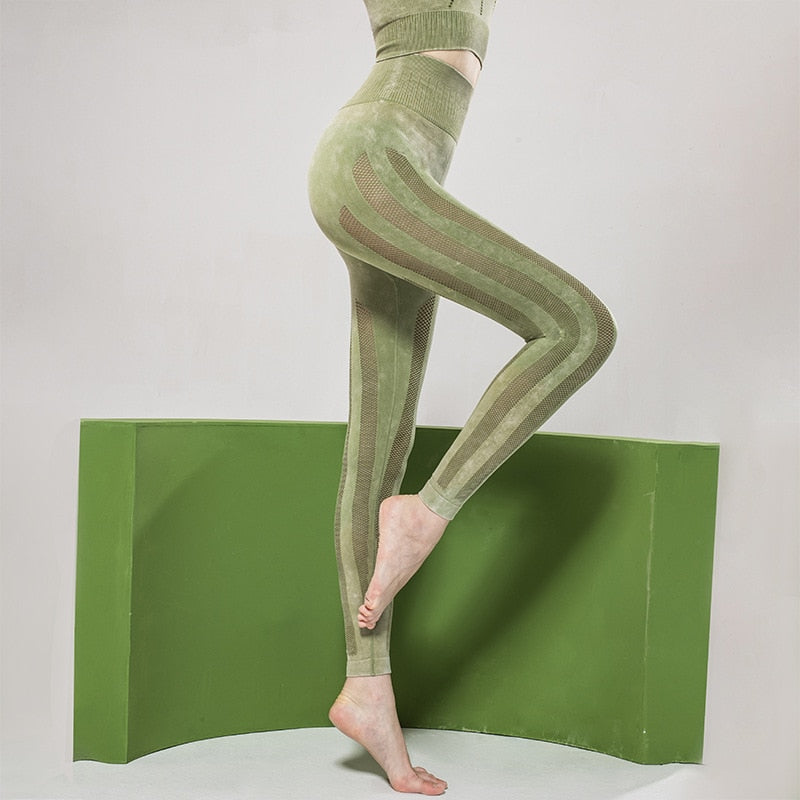 Seamless Sportswear Yoga Set Hollow Out Gym Fitness Tracksuit Long Sleeve Top Hips Lifting Leggings Running Traning Two Piece | Vimost Shop.