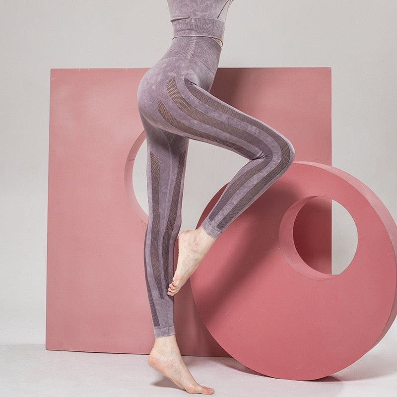 Seamless Sportswear Yoga Set Hollow Out Gym Fitness Tracksuit Long Sleeve Top Hips Lifting Leggings Running Traning Two Piece | Vimost Shop.