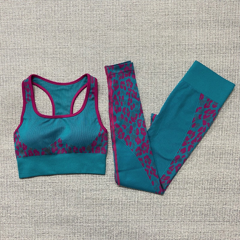 Seamless Leopard Yoga Suit Gym Clothings Women Bra Top And Leggings Sexy Fitness Sports Running Push Up Hips Lifting Tracksuit | Vimost Shop.