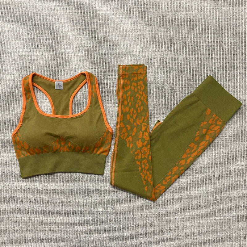Seamless Leopard Yoga Suit Gym Clothings Women Bra Top And Leggings Sexy Fitness Sports Running Push Up Hips Lifting Tracksuit | Vimost Shop.