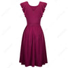 Women Retro Charming A-line Party Dress Elegant Casual Butterfly Sleeve Round Neck Swing Dress | Vimost Shop.