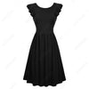 Women Retro Charming A-line Party Dress Elegant Casual Butterfly Sleeve Round Neck Swing Dress | Vimost Shop.