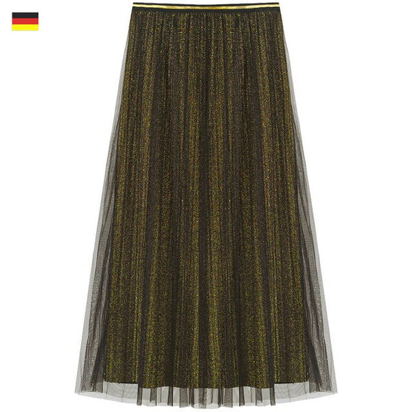 Local Delivery Contrast Mesh Women Skirts  Autumn Mid Waist Casual Female Skirt Daily Pleated Skirts | Vimost Shop.