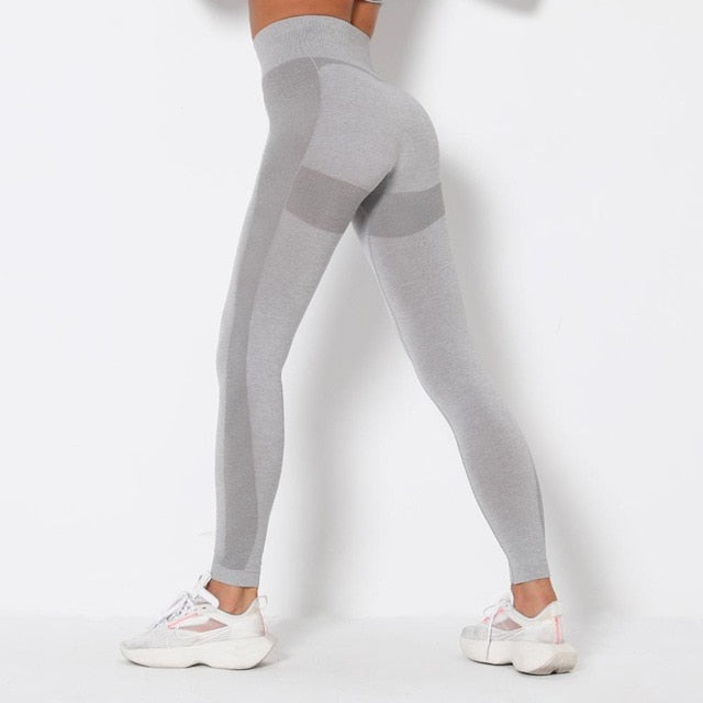 Seamless Patchwork Yoga Set Gym Clothing Fashion Long Sleeve Top Leggings Suit Push Up Workout Training Running Sports Tracksuit | Vimost Shop.