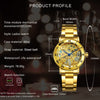 Fashion Ladies Watches Skeleton Mechanical Watch Dress Elegant Gold Full Steel Bracelet Clock Top Luxury Brand  часы