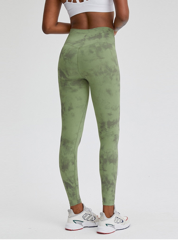 Autumn Seamless Tie Dye Print Yoga Leggings No T-line Fitness Gym Yoga Pantalones High Elastics High Waist Sports Slim Trousers | Vimost Shop.