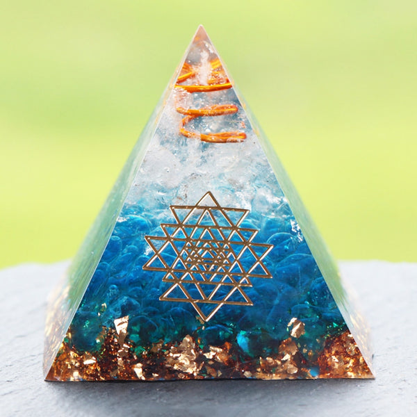 Energy Orgonite Pyramid Blue Glass Gravel Healing Crystals Reiki Chakra Orgone Multiplier Pyramids Fengshui Home Decor | Vimost Shop.