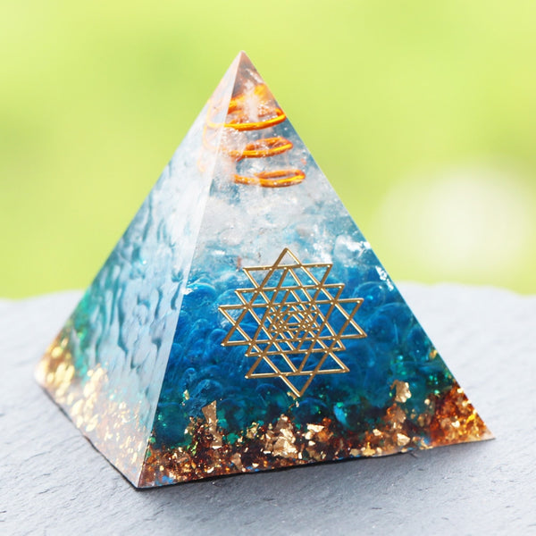Energy Orgonite Pyramid Blue Glass Gravel Healing Crystals Reiki Chakra Orgone Multiplier Pyramids Fengshui Home Decor | Vimost Shop.