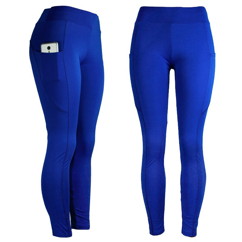 Solid Yoga Leggings With Pockets Fashion Push Up Workout Fitness Gym Running Trousers High Elastics High Waist Casual Pants | Vimost Shop.