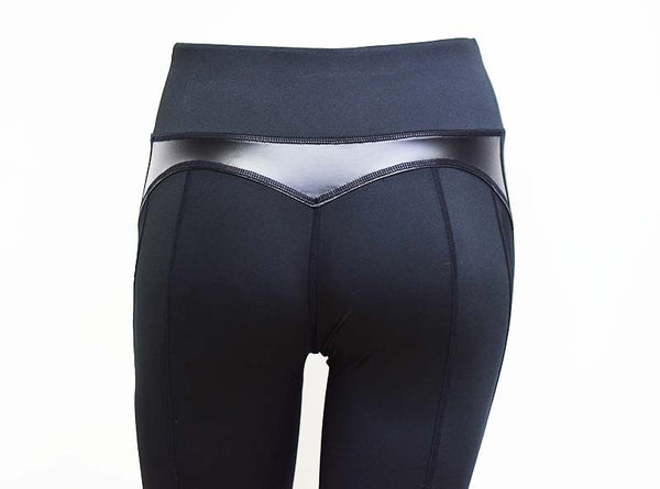 Seamless PU Patchwork High Elastics Jogging Pants High Waist Hips Lifting Gym Fitness Female Sports Breathable Pants | Vimost Shop.