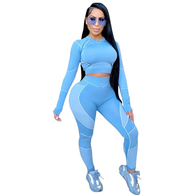 Seamless Sportswear Yoga 2 PCS Set Women GYM Clothes Jogging Workout Fitness Tracksuit Long Sleeve Crop Top Leggings Active Suit | Vimost Shop.