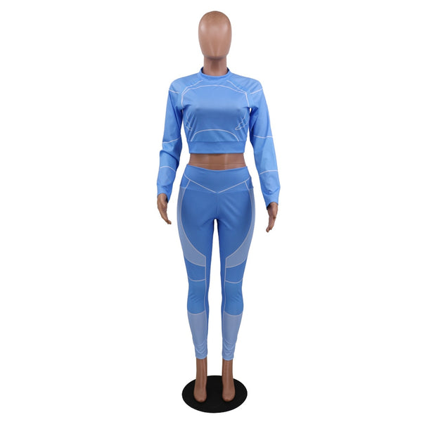 Seamless Sportswear Yoga 2 PCS Set Women GYM Clothes Jogging Workout Fitness Tracksuit Long Sleeve Crop Top Leggings Active Suit | Vimost Shop.