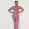 2 Piece Outfits Yoga Activewear Set Long Sleeve Crop Top High Waist Yoga Pants Sports Shirt Workout Leggings Suit Gym Clothing - Vimost Shop