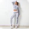 Sportswear Striped Patchwork Yoga Set S - 2XL Gym Fitness Tracksuit Long Sleeve Zipper Coat High Elastics Leggings Outdoor Suit | Vimost Shop.