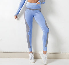 Sportswear Striped Patchwork Yoga Set S - 2XL Gym Fitness Tracksuit Long Sleeve Zipper Coat High Elastics Leggings Outdoor Suit | Vimost Shop.