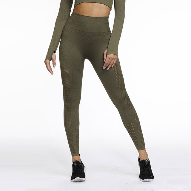 Sportswear Yoga Set Gym Fitness Tracksuit Long Sleeve Crop Top Hollow Out Leggings Running Traning Workout Outdoor 2 Piece Set | Vimost Shop.