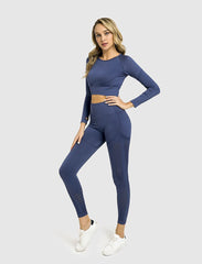 Sportswear Yoga Set Gym Fitness Tracksuit Long Sleeve Crop Top Hollow Out Leggings Running Traning Workout Outdoor 2 Piece Set | Vimost Shop.