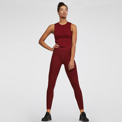 Seamless Sportswear Yoga 2 PCS Set GYM Fitness Sports Tracksuit Ribbed Tank Top Hips Lifting Leggings Two Piece Set | Vimost Shop.