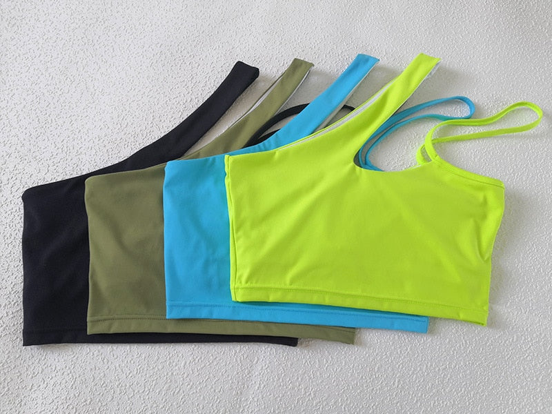 Seamless Yoga Gym Set Women Tracksuit Fitness Clothing Sportswear Padded Push-up Sports One Shoulder Bra Leggings Workout Set | Vimost Shop.